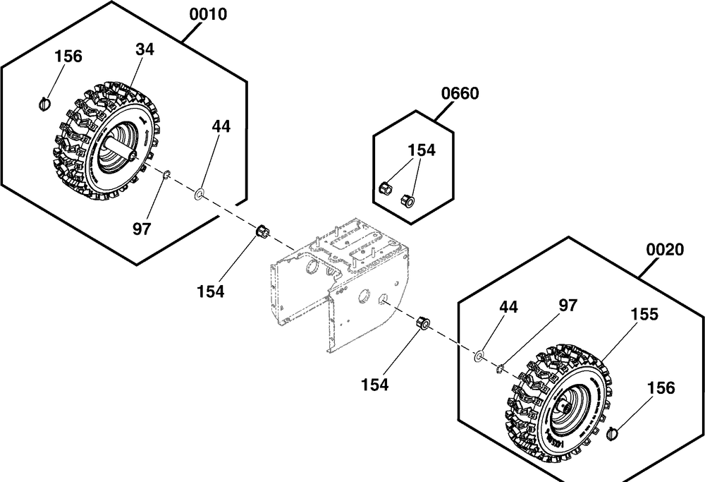 Wheels And Tires Group Diagram and Parts List for 1696614-01-1024MD 2017 Briggs and Stratton Snow Blower